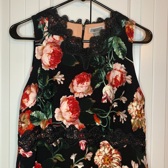 Chelsea 28 Black Foxie Floral Lace Trim Tea Dress - Picture 4 of 14